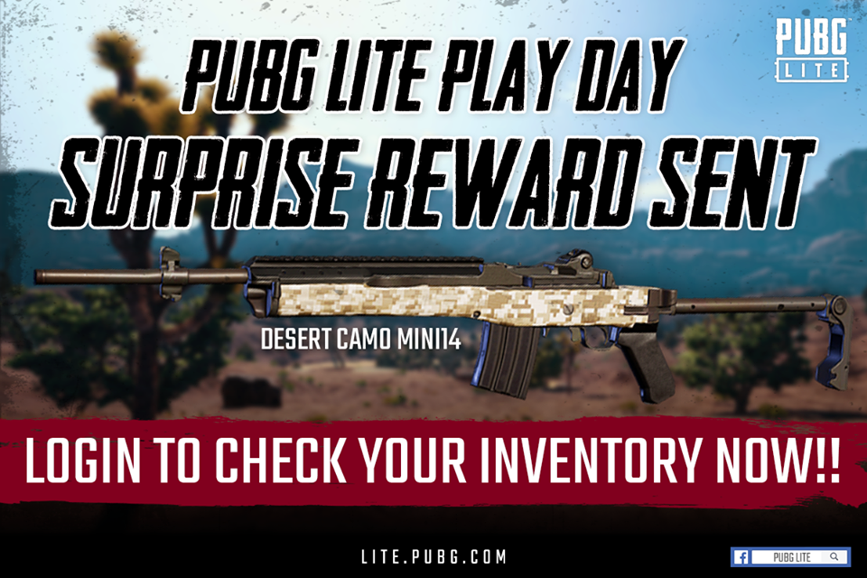  PUBG PC LITE surprise reward directly to the inventory 